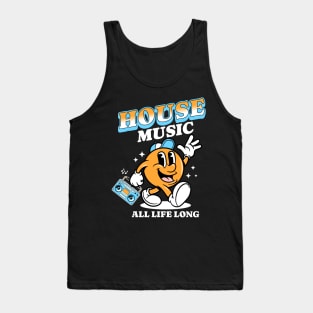 HOUSE MUSIC  - Retro Mascot All Life Long (white/orange/blue) Tank Top